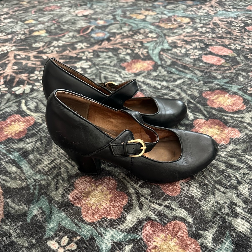Worn Flight Attendant Shoes - Black Mary Jane Heels